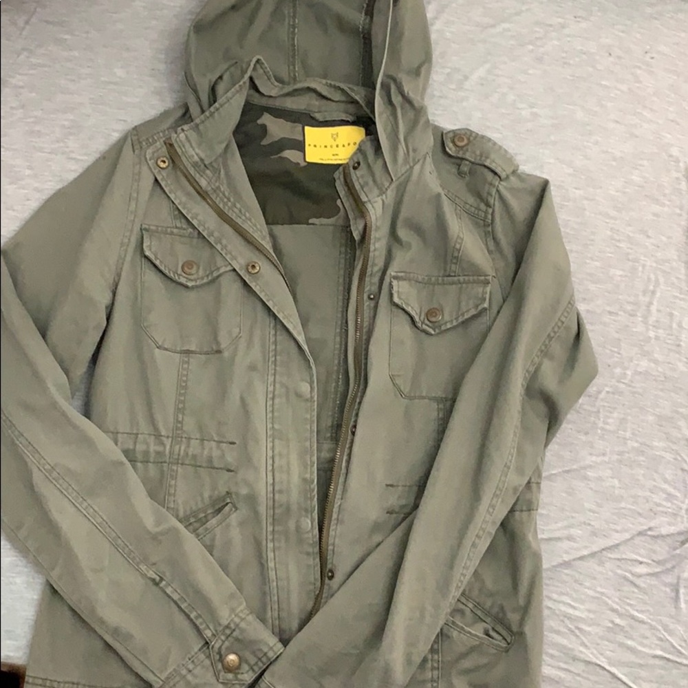 Hooded army green jacket